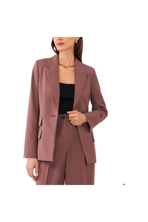 Womens Crepe One Button Blazer Jacket, Purple, 10