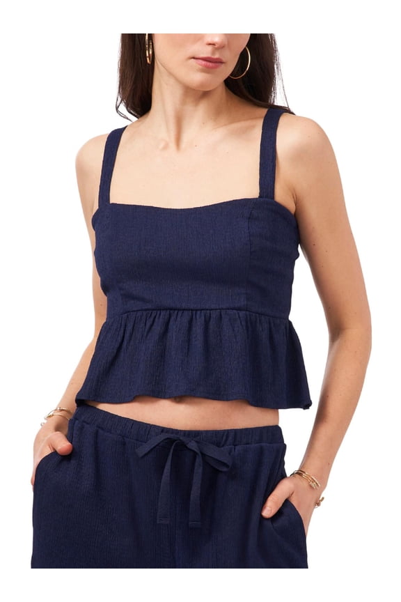 Womens Cropped Sleeveless Peplum Top