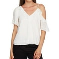 thumbnail image 1 of 1.STATE Womens Ruffle Pullover Blouse, Off-White, Medium, 1 of 2