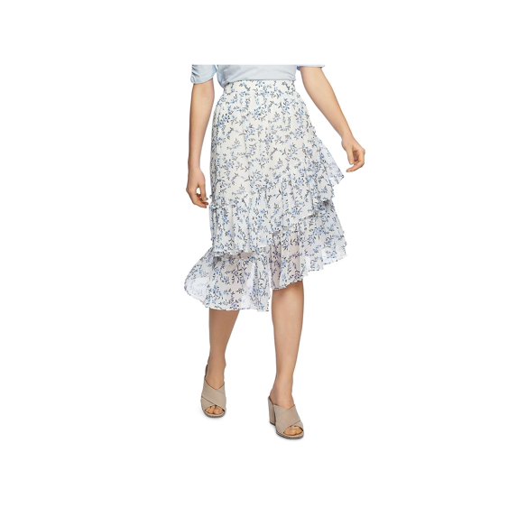1.State Womens Floral Ruffled Midi Skirt