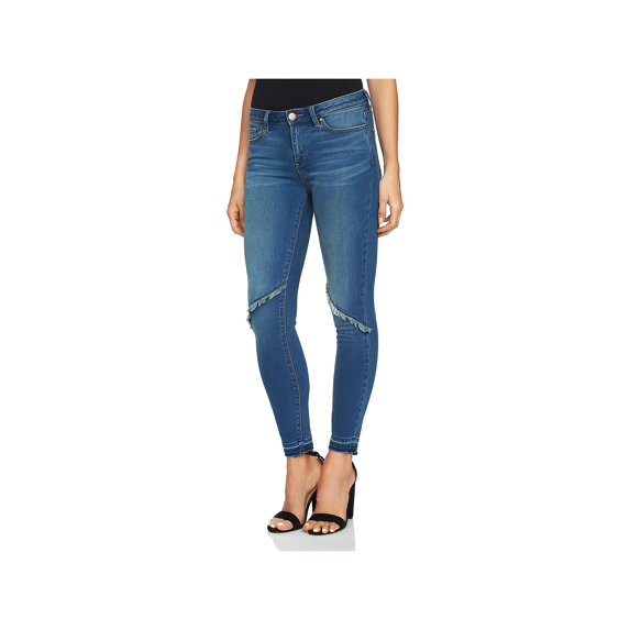 1.State Womens Fringe Medium Wash Skinny Jeans