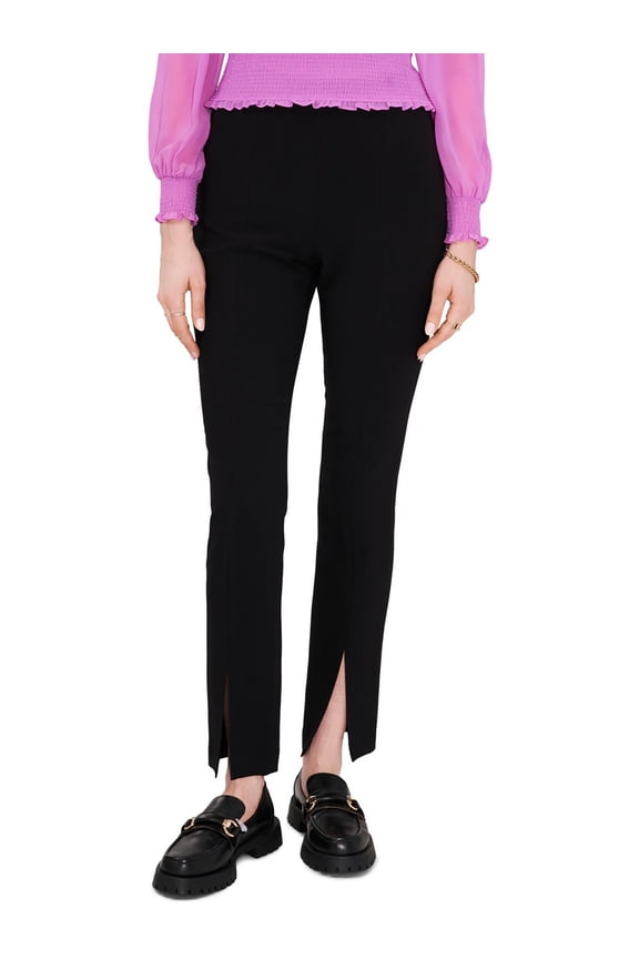Women's Straight Leg Front Slit Ankle Pant Rich Black 2