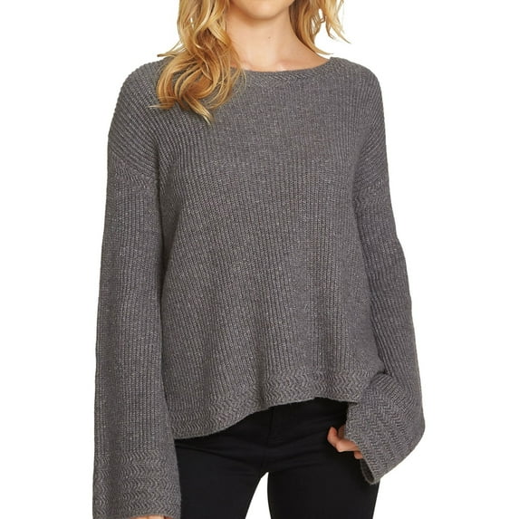 1.STATE Womens Textured Pullover Sweater, Grey, X-Small