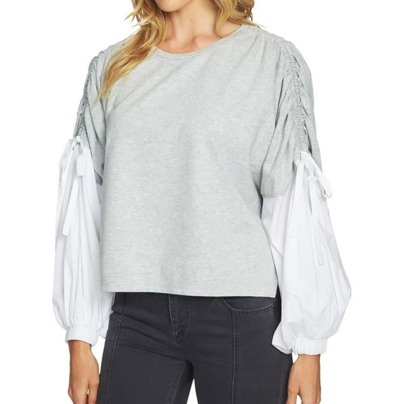 1.STATE Womens Blouson-Sleeve Sweatshirt, Grey, Large