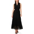 thumbnail image 1 of Women's Sleeveless Tie V-Neck Smocked-Waist Maxi Dress Rich Black XS, 1 of 1