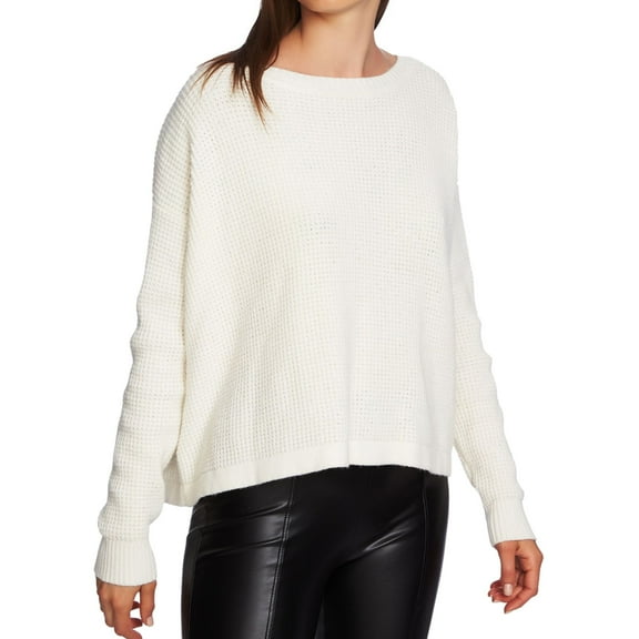 1.STATE Womens Lace-Up Back Pullover Sweater, Off-White, Large