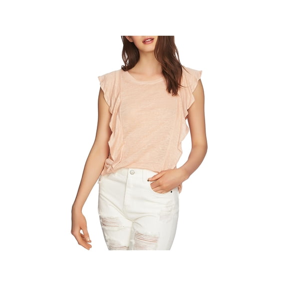 1.State Womens Linen Ruffled Knit Top