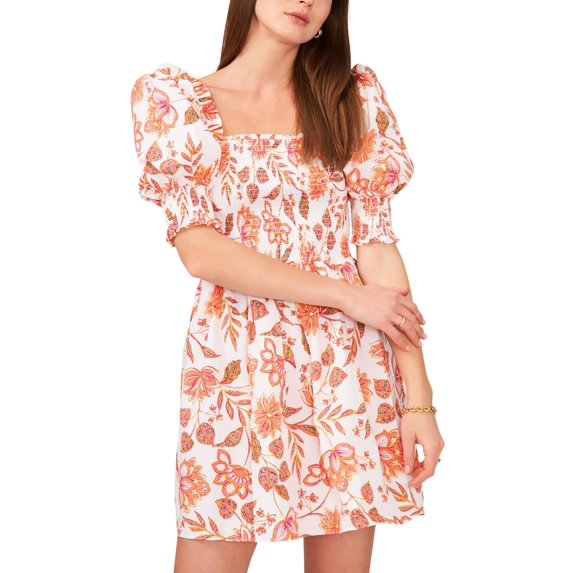 1.State Womens Puff Sleeve Mini Dress Fiesta Floral L