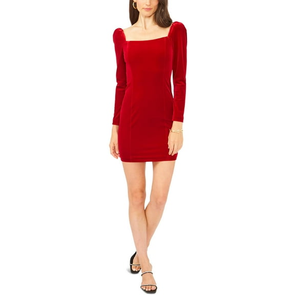Women's Square-Neck Princess Seam Mini Dress Vibrant Red XL