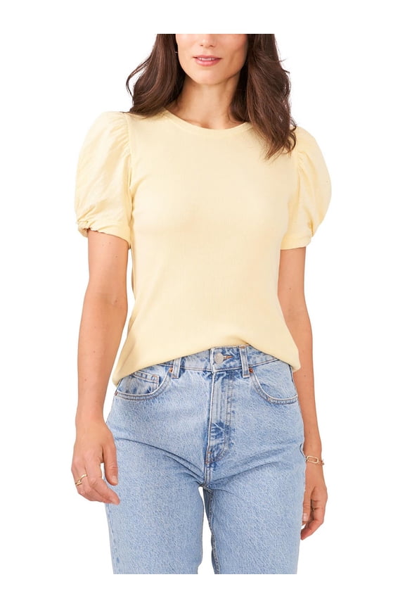 Womens Ribbed Crewneck Pullover Top