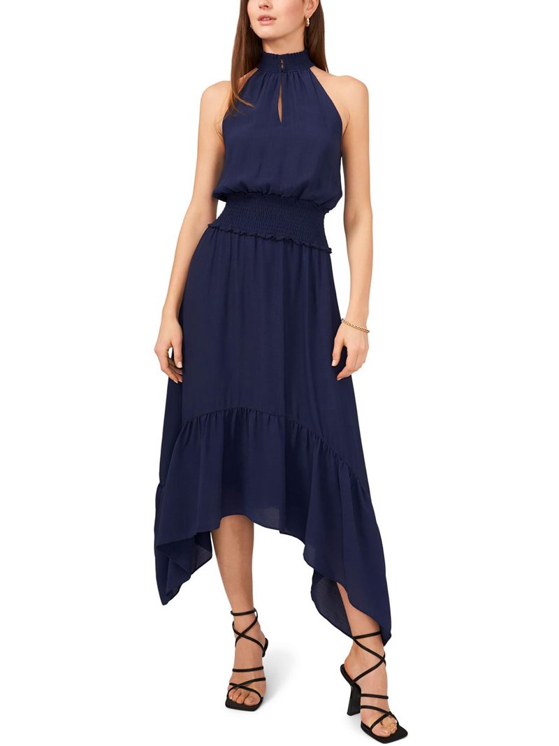 1 state ruffle midi dress Midi Sage Green Casual Party Dress with Ruffle Skirt Sage / Small