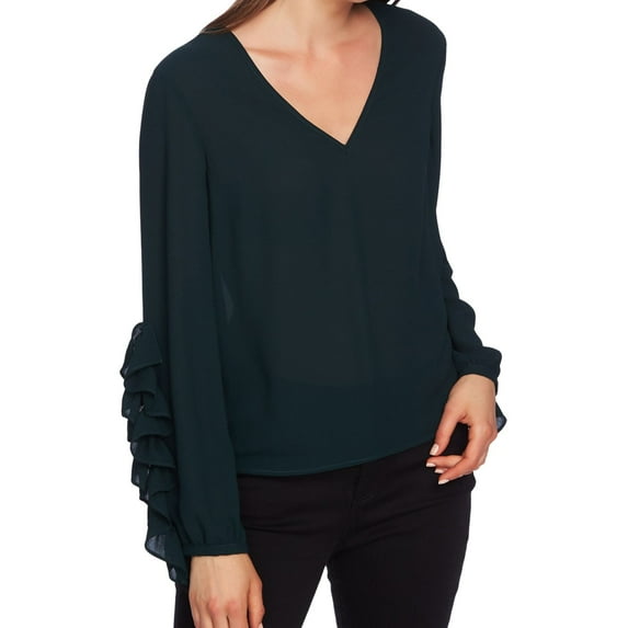 1.State Womens Ruffled Long Sleeves Dress Top