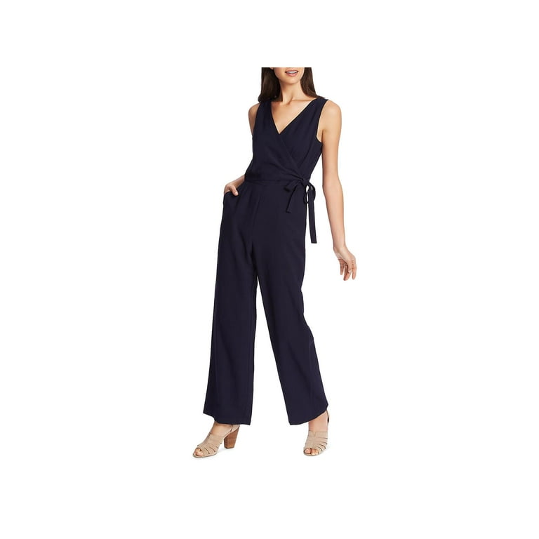 1.State Womens Sleeveless Surplice Jumpsuit Navy 10