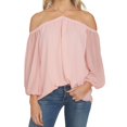 thumbnail image 1 of 1.STATE Womens Sheer Knit Blouse, Pink, XX-Large, 1 of 1