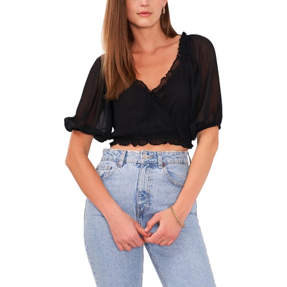 1.State Womens Surplice Ruffled Pullover Top