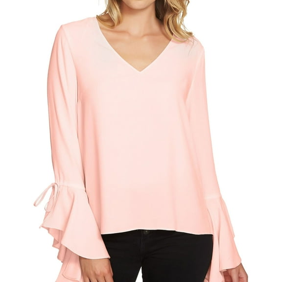 1.State Womens V-Neck Casual Blouse Pink XL