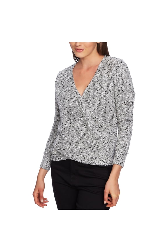 Womens V-Neck Marled Wrap Sweater