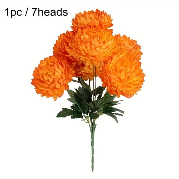 1 Stem/7 Blooms - Elegant Deep Red Chrysanthemum Artificial Flower Arrangement, Natural & Fresh Look, Perfect for Home, Office, or Table Decor, Office Decoration | Elegant Flower Arrangement