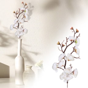 1 Stem Artificial Plum Blossom Flower Faux Silk Pink Plum Branch for Vase Chinese Home Interior Table Centerpiece Decor 26cm, Clearance White