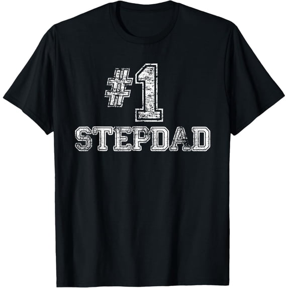 #1 StepDad T Shirt Step Dad Number One Father's Day Gift Tee T-ShirtMen and women, Black T-shirt, size: Extra large