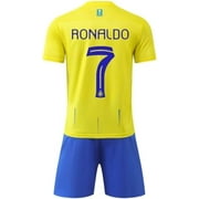 1 Stop Soccer Ronaldo CR7 Jersey Adult Uniform AL NASSR Fc Saudi Arabia New 2024-Yellow / Large