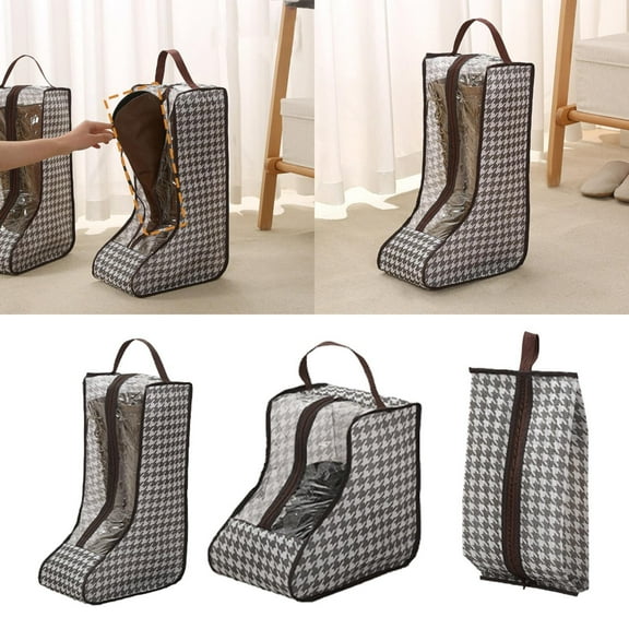 1*Storage Bag Thousand Bird Shoe Storage Bag Functional Portable Transparent and Proof Shoe Bag Boots Long Boots Short Boot Bags for Moving Clothes (White One Size) Home Textile Storage