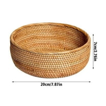 1*Storage Basket Clearance! Round Keys Basket Bowl for Entryway Hand Woven Wicker Storage Basket Rattan Decorative Basket Fruit Candy Cake Food Serving Basket Tray for Keys Wallet Cell Phone and More