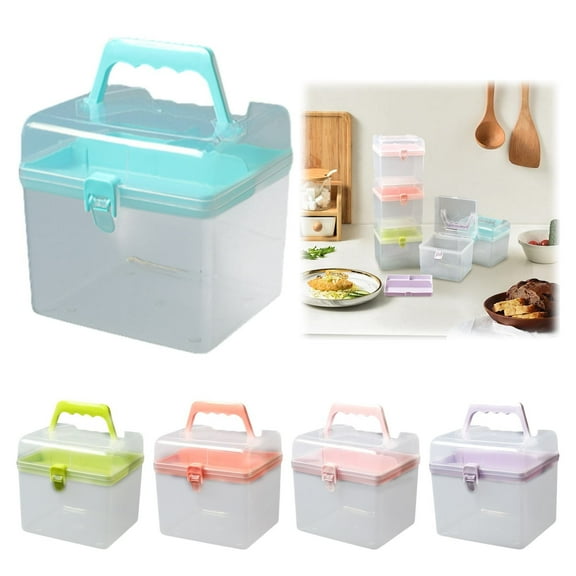 1 Storage Box Lightweight Storage Box Double Clear With Removable Tray Portable Handle Multipurpose Organizer for Toys Jewelry Stationery Makeup Holder Purple Home Textile Storage