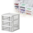 thumbnail image 1 of 1 Storage Box Plastic Kitchen Pantry Stackable Storage Organizer Container Station With Drawers for Cabinet Countertop Holds Coffee Tea Sugar Packets Creamers Clear White, 1 of 9