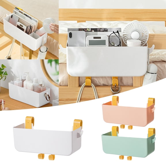 1*Storage Box Student Dormitory Bedside Storage Storage Hanging Basket With Hook Large Capacity Compartmental Storage Hanging Storage Box Home Textile Storage