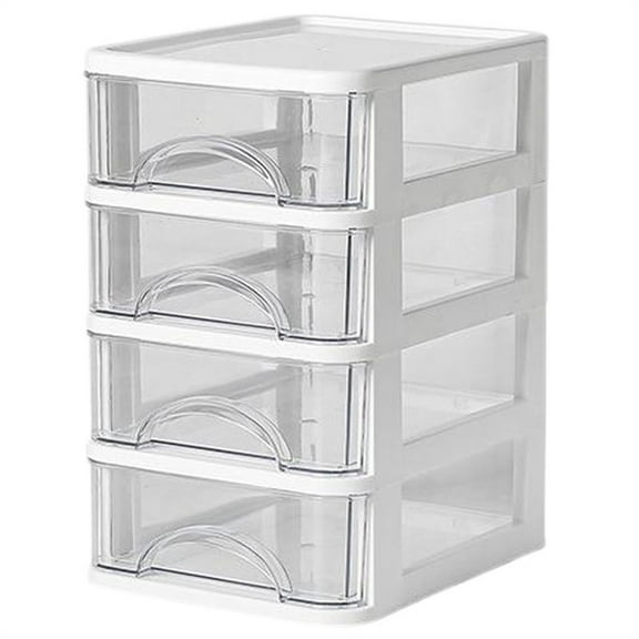 1 Storage Box Plastic Kitchen Pantry Stackable Storage Organizer Container Station with Drawers For Cabinet Countertop Holds Coffee Tea Sugar Packets Creamers Clear White