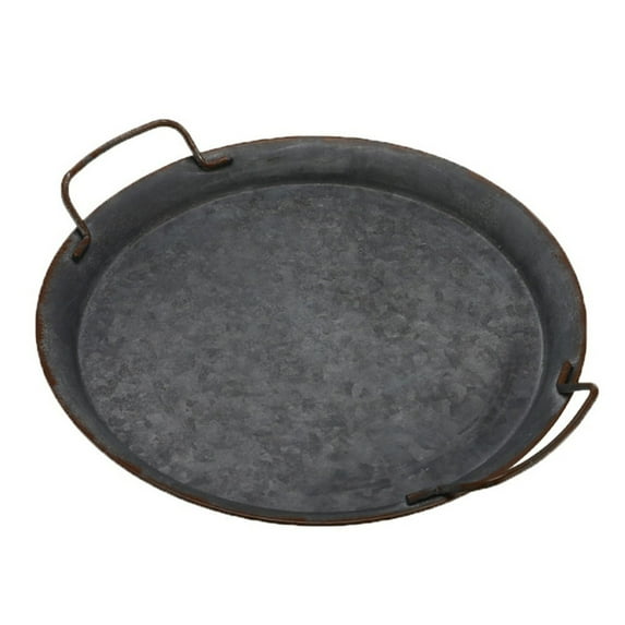 Ybomd,Galvanized Serving Tray,Rustic Breakfast Tray,Serve Coffee Or Breakfast In Style with Galvanized Industrial Tray Rustic Design with Handles, Perfect As A Home Decorative Centerpiece