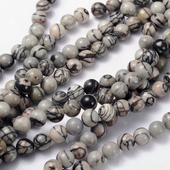 1 Strand 16 inch Gemstone Strands Round Black Silk Stone/Netstone Bead: 8mm in diameter hole: 1mm. about 48~50pcs/strand 16 inch