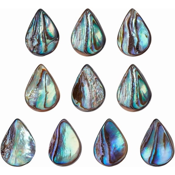 1 Strand Abalone Shell/Paua Shell Beads Strands Teardrop Top Drilled with Plastic Tube Beads Colorful 16x12x2~4mm Hole: 0.7mm