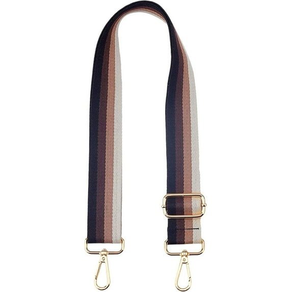 1 Strand Adjustable Canvas Bag Handles with Alloy Swivel Clasps for Bag Straps Replacement Accessories Stripe Pattern Champagne Yellow Gold Black 72~130x3.8x0.3cm Alloy Swivel