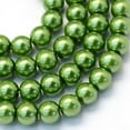 thumbnail image 1 of 1 Strand Baking Painted Pearlized Glass Pearl Round Bead Strands Green 6~7mm Hole: 1mm 145pcs/strand 31.4 inch, 1 of 4