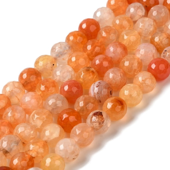 1 Strand Dyed & Heated Natural Dragon Veins Agate Beads Strands Faceted Round Dark Orange 8mm Hole: 1.2mm about 48pcs/strand 14.69''(37.3cm)
