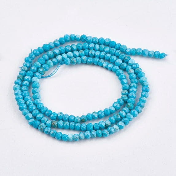 1 Strand Dyed Natural Turquoise Beads Strands Faceted Rondelle 3x2mm Hole: 1mm 185pcs/strand 15.5 inch(38.5cm)