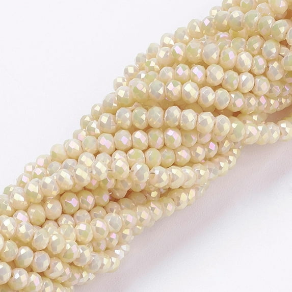 1 Strand Electroplate Glass Beads Strands Full Rainbow Plated Yellow 3x2mm Hole: 0.8~1mm about 135~140pcs/strand