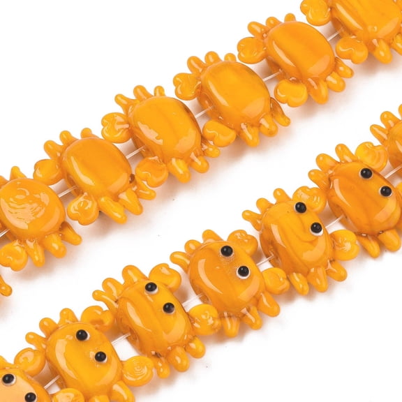 1 Strand Handmade Lampwork Beads Strands Crab Dark Orange 15.5~17x22~25.5x7~10mm Hole: 1.2~2mm about 35pcs/strand 19.29~20.47 inch(49~52cm)