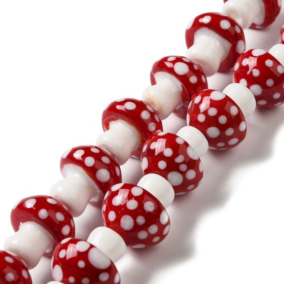 1 Strand Handmade Lampwork Beads Strands Mushrooms FireBrick 19.5x22mm Hole: 1.6mm 20pcs/strand 17.32''(44cm)