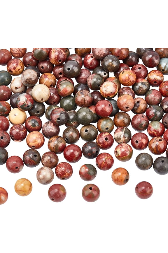 1 Strand Includes 120 PCS 8mm Natural Picasso Jasper Gemstone Round Loose Stone Beads with 1mm Hole for DIY Bracelets Necklaces Jewelry MakingMixed Color