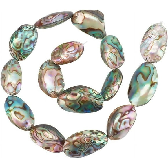1 Strand Natural Abalone Shell/Paua Shell Beads Strands Flat Oval Colorful 24~32x14~19x4mm about 15~16pcs/strand 15.5 inch