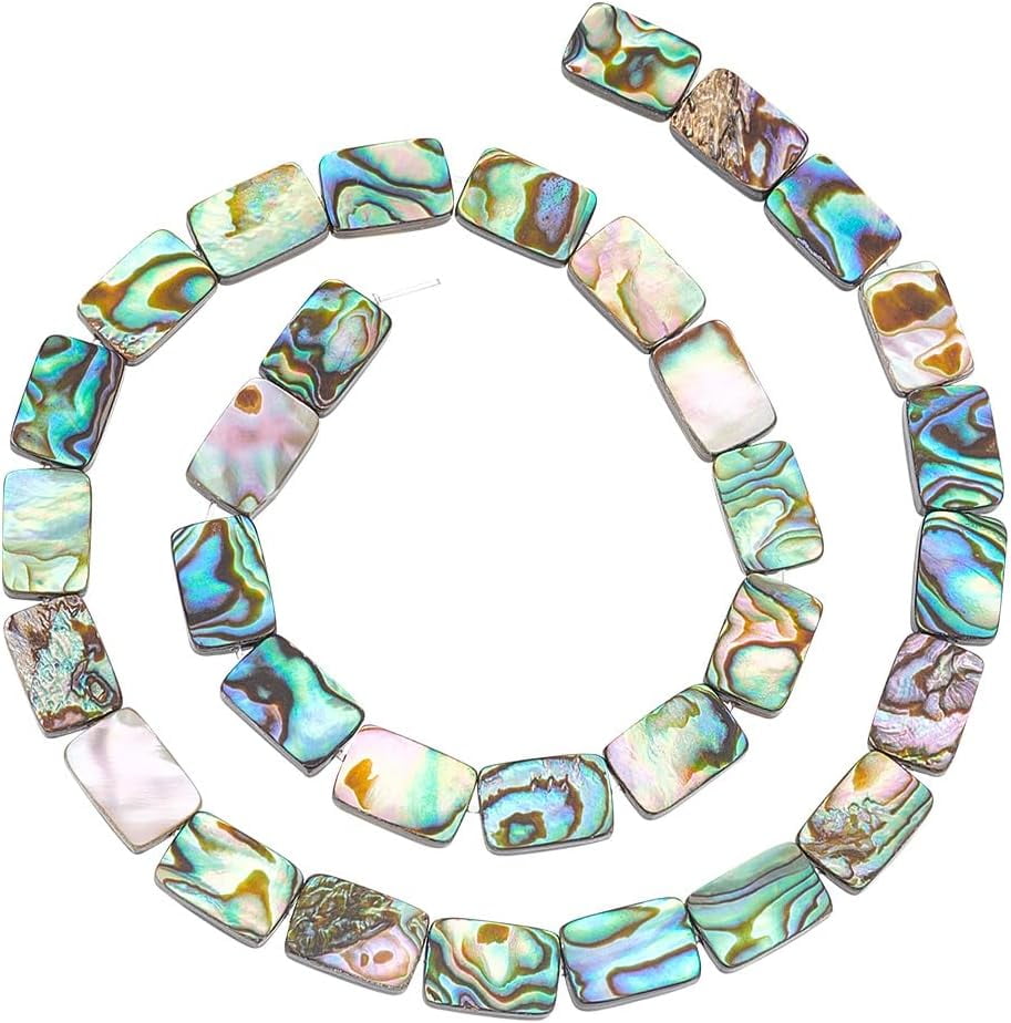 1 Strand Natural Abalone Shell/Paua Shell Beads Strands Rectangle 12x8x3mm Hole: 0.5mm about 33pcs/strand 16''(40.64cm)