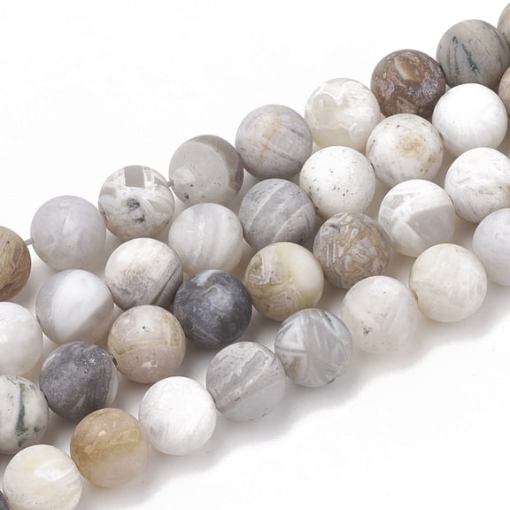 1 Strand Natural Bamboo Leaf Agate Beads Strands Frosted Round 8mm Hole: 1mm 44~46pcs/strand 14.5 inch