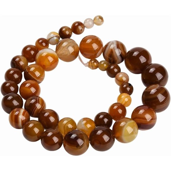1 Strand Natural Banded Agate Graduated Beads Strands Dyed & Heated Round Grade A Peru 6~16mm Hole: 0.8mm
