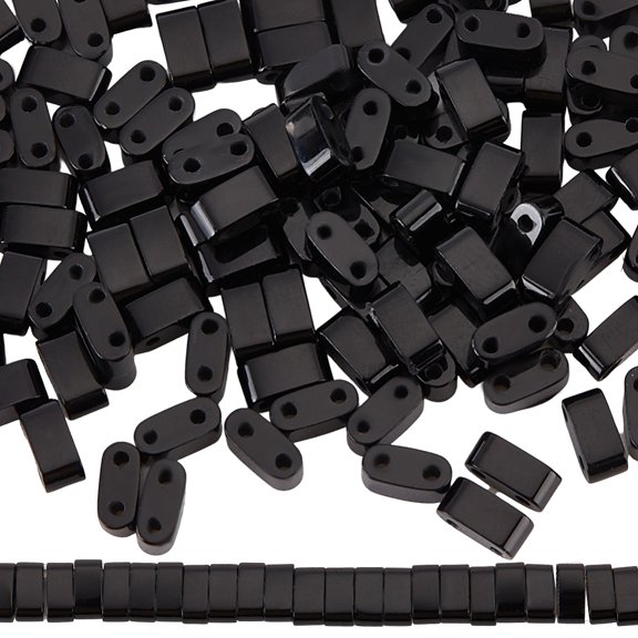1 Strand Natural Black Onyx(Dyed & Heated) Beads Strands 2-Hole Rectangle 2.5~3x5x2.5mm Hole 0.8mm about 138~140Pc/strand 15.28''~15.31''(38.8~38.9cm)