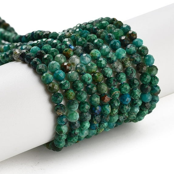 1 Strand Natural Chrysocolla Beads Strands Round Faceted 3mm Hole: 0.6mm about 120pcs/strand 15.75''(40cm)