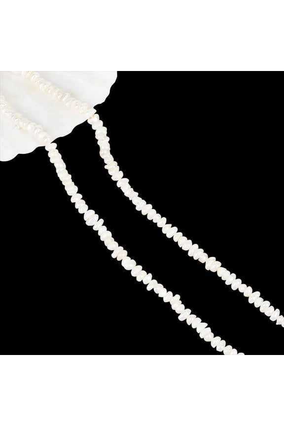 1 Strand Natural Cultured Freshwater Pearl Beads Strands Keshi Pearl Beads Nuggets Linen 4~5.5x3.5~4x3~3.5mm Hole: 0.6mm about 129~130pcs/strand 13.78 inch(35cm)