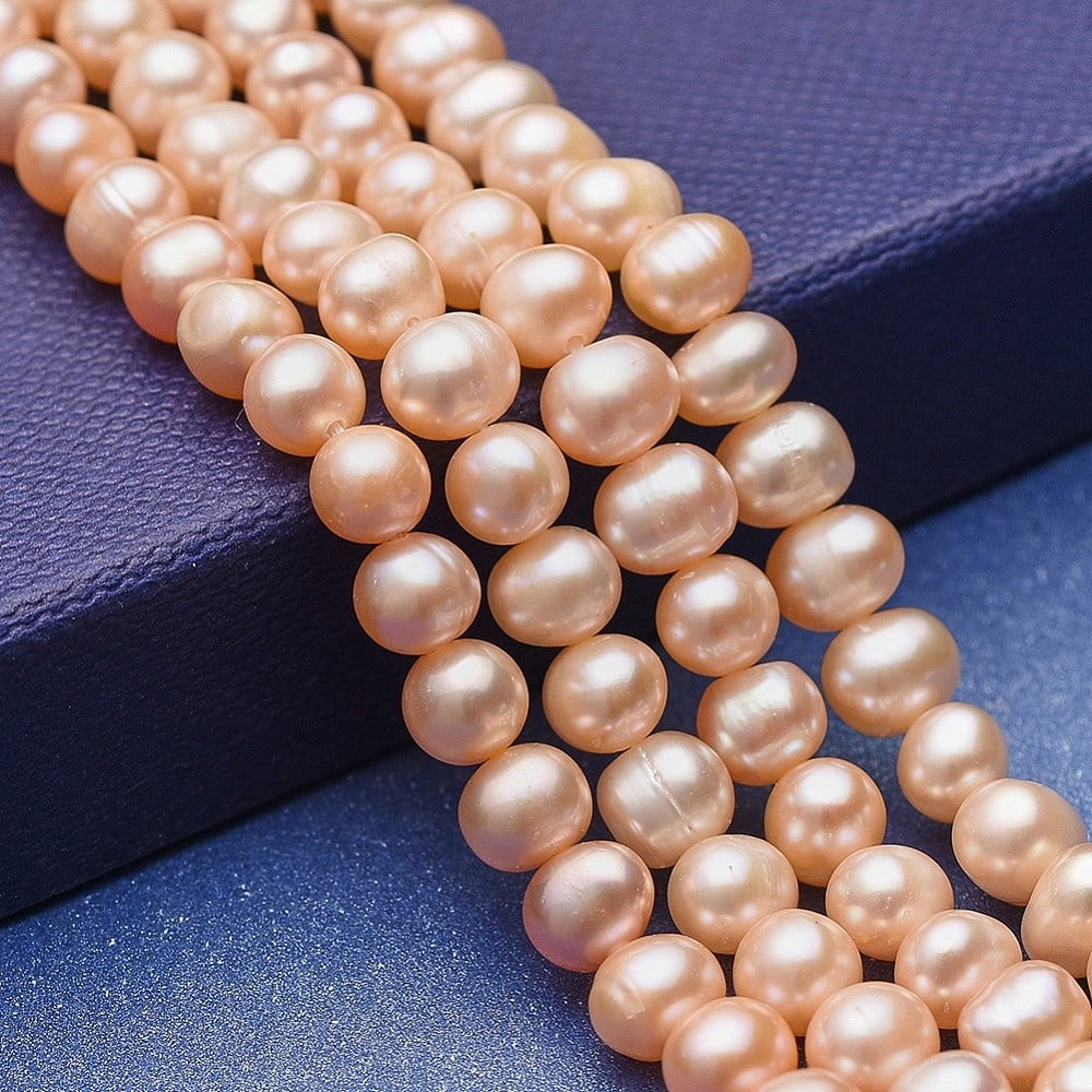 1 Strand Natural Cultured Freshwater Pearl Beads Strands Potato Bisque 5.5~7x5~6mm Hole: 0.6mm about 66pcs/strand 14.17 inch(36cm)DIY